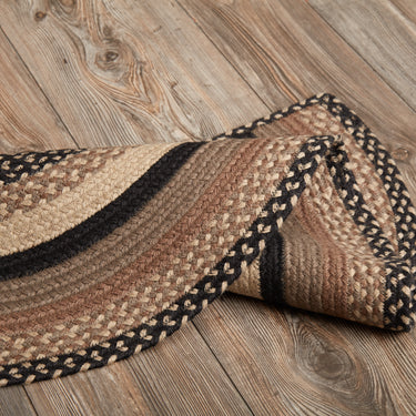 Sawyer Mill Charcoal Jute Braided Rug Half Circle w/ Rug Pad 16.5
